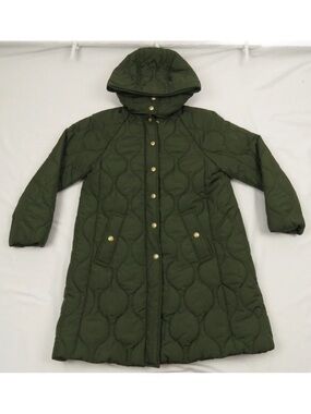 J. Crew Signature Puffer Quilted Primaloft Full Zip Hooded Long Coat Jacket SP
